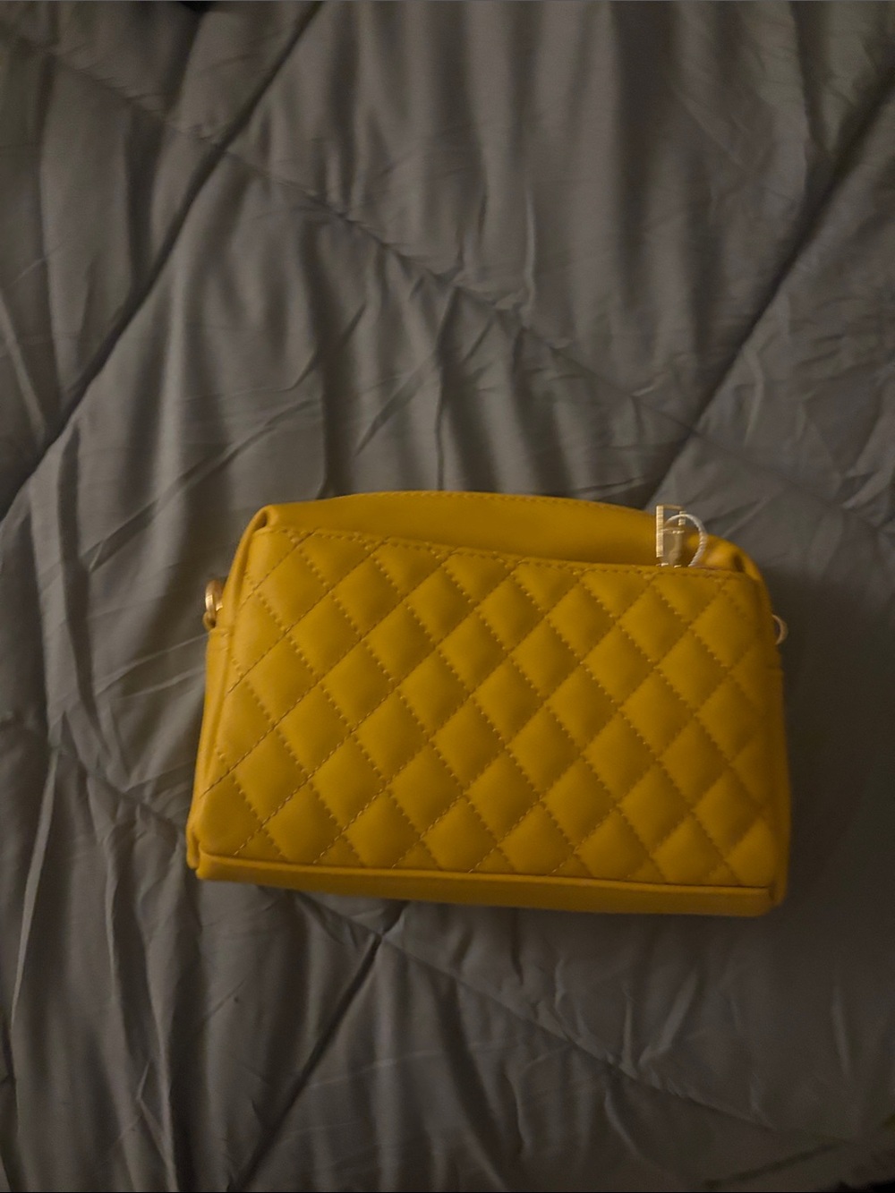 Quilted Crossbody Bag in Mustard Yellow